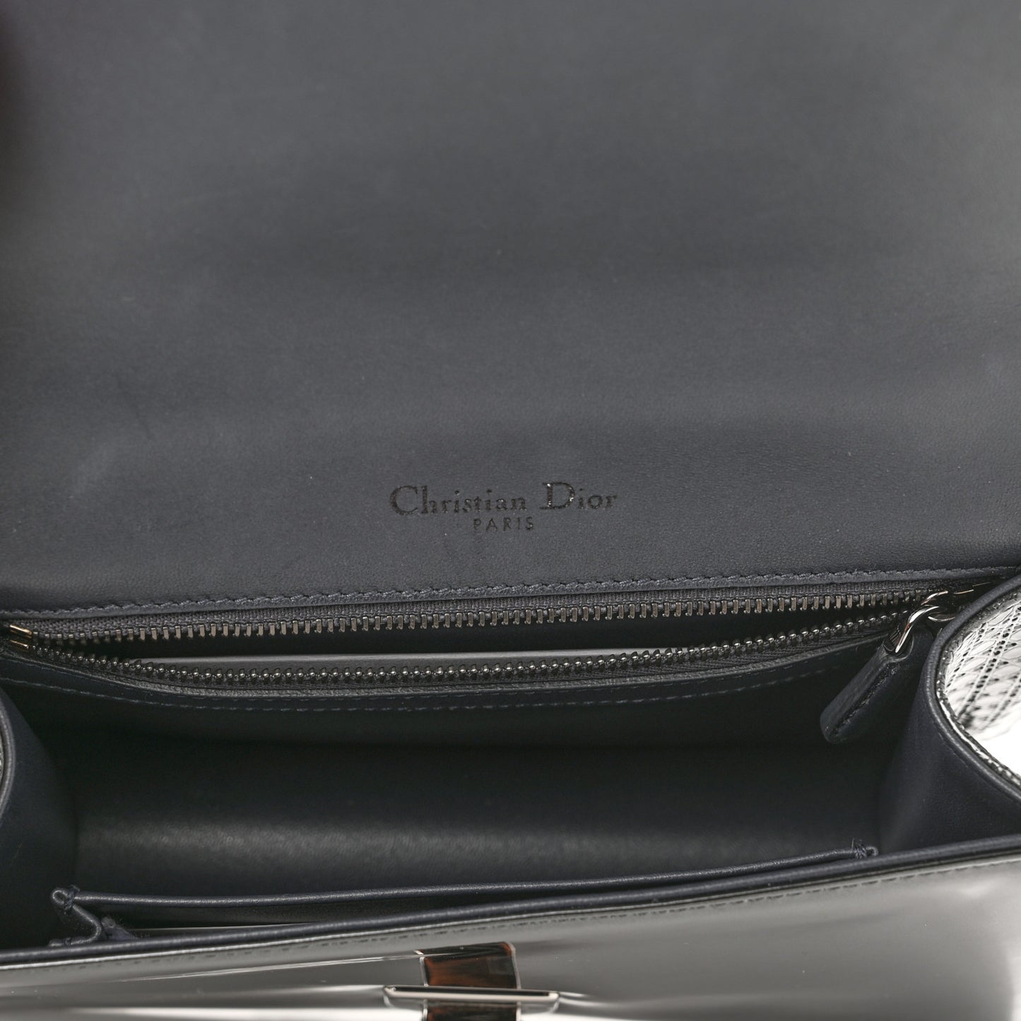 Metallic Patent Micro-Cannage Small Diorama Flap Bag Onyx Black