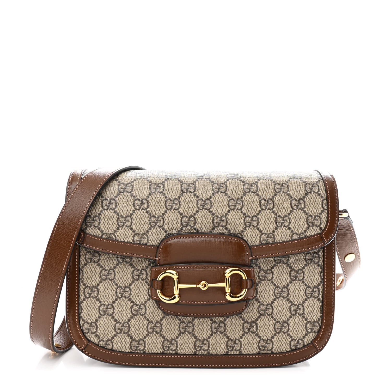 Gucci GG Supreme Monogram Horsebit 1955 Shoulder Bag Beige Brown Sugar 1 of 9
