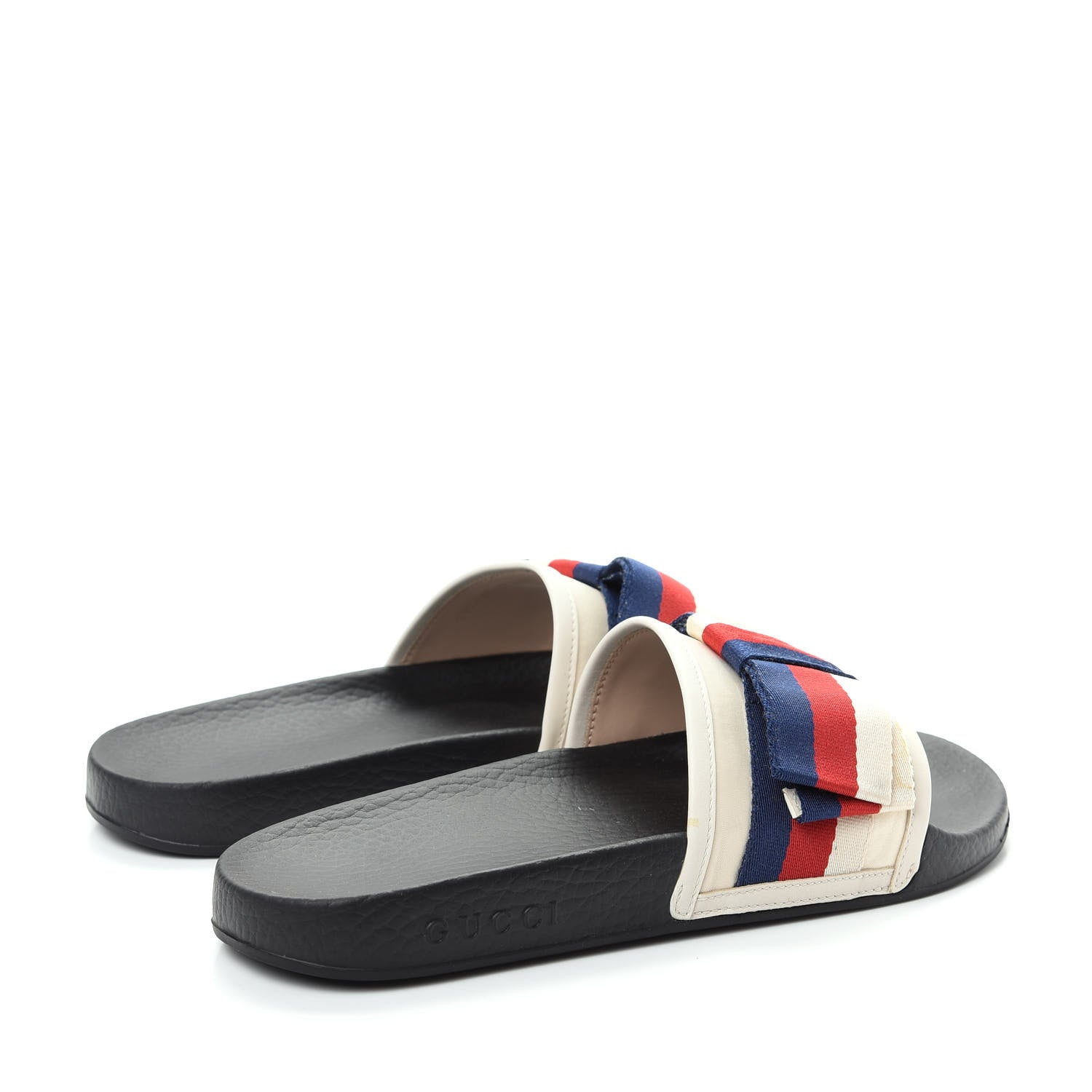 Gucci Satin Web Sylvie Bow Slide Sandals 39 White 4 of 11