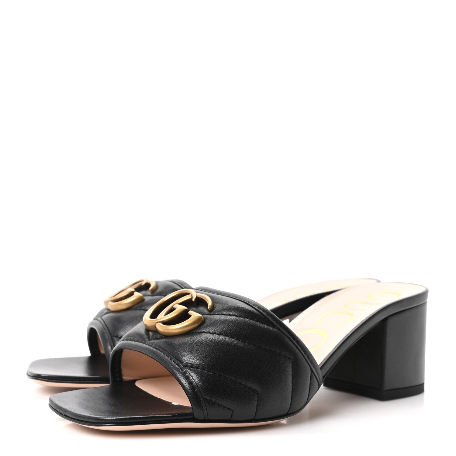 Gucci Nappa Matelasse GG Marmont 55mm Slide Sandals 36.5 Black 4 of 10