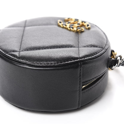 Chanel Shiny Goatskin Quilted 19 Round Clutch With Chain Black 7 of 11