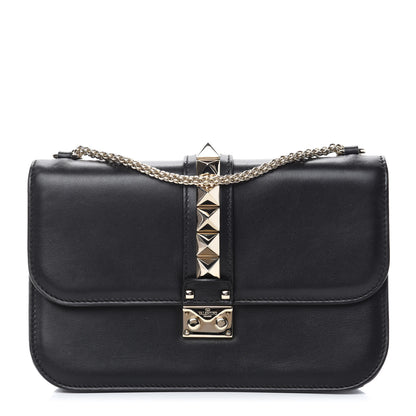 Valentino Garavani Vitello Medium Glam Lock Rockstud Flap Black 1 of 10