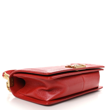 Chanel Caviar Chevron Quilted Medium Boy Flap Red 4 of 10
