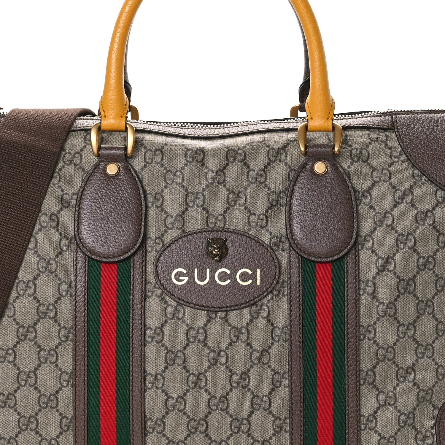 Gucci Soft GG Supreme Monogram Web Neo Vintage Duffle Bag Beige New Acero Crop 8 of 10