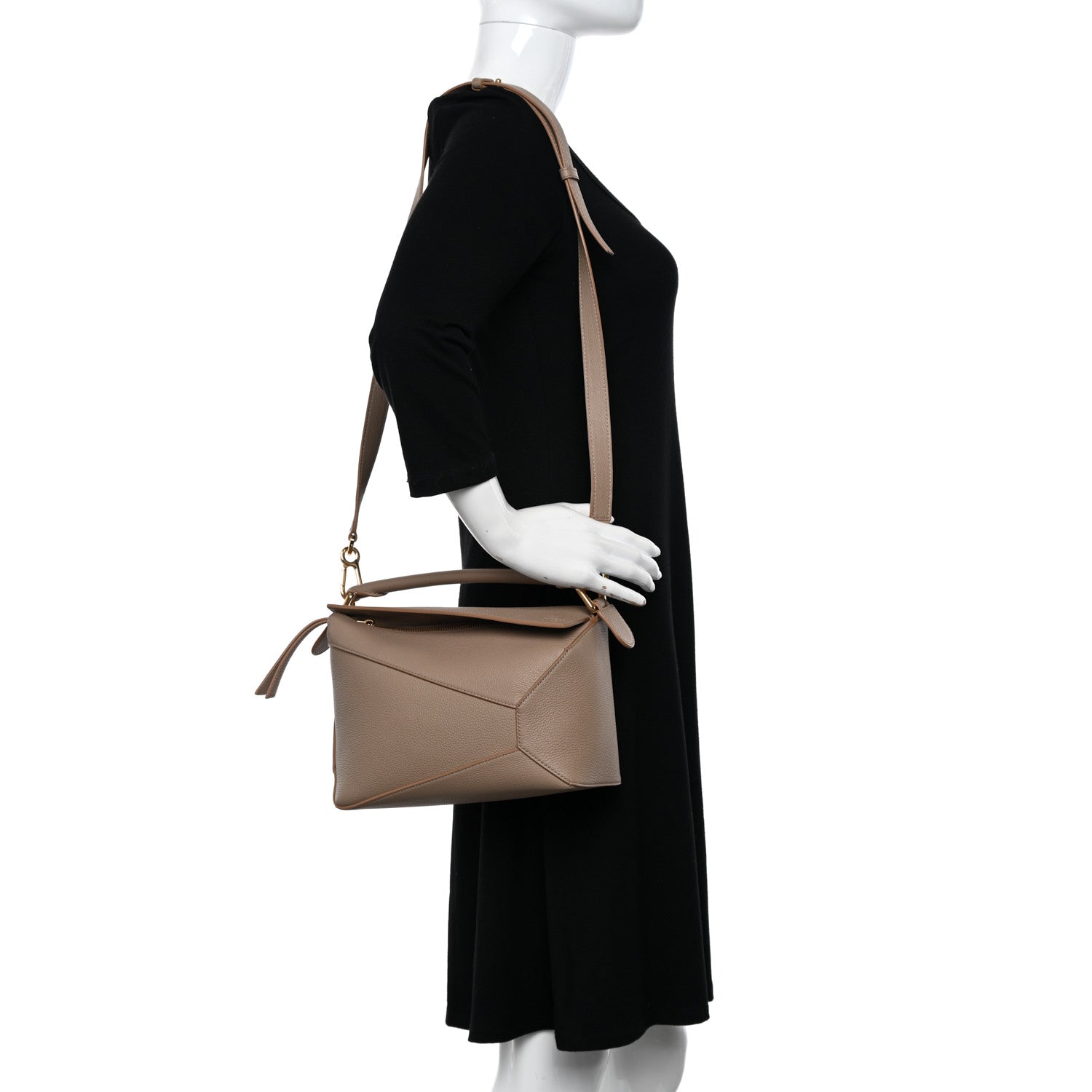 Loewe Grained Calfskin Small Puzzle Edge Bag Sand 2 of 10