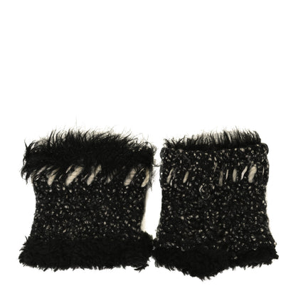 Chanel Tweed Fingerless Gloves Black 3 of 5