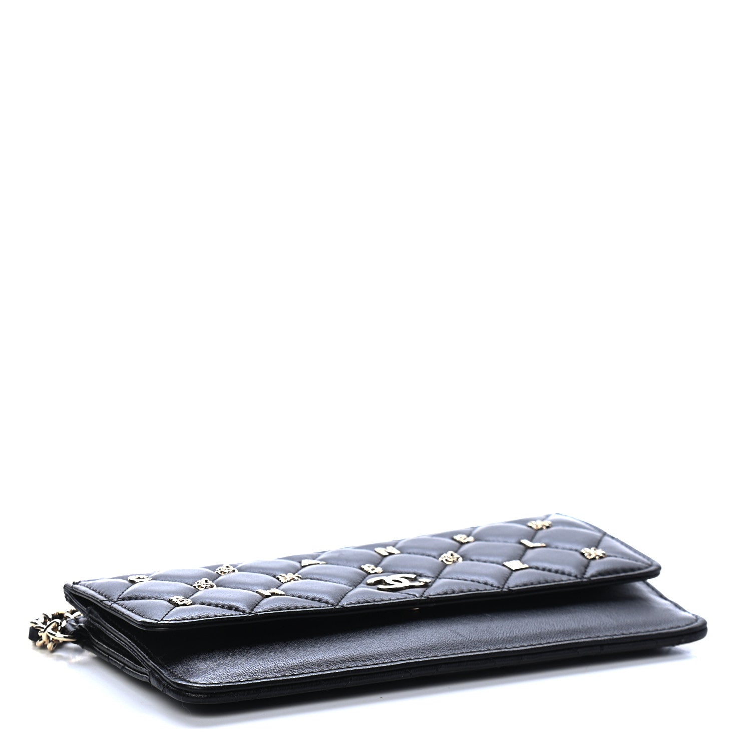 Chanel Lambskin Quilted All About Chanel Charm Wristlet Wallet Black 4 of 9