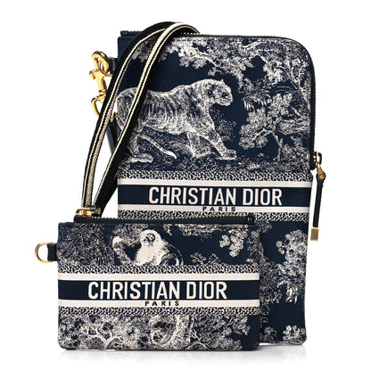 Christian Dior Technical Fabric Embroidered Toile De Jouy DiorTravel Multifunction Pouch Blue 1 of 11