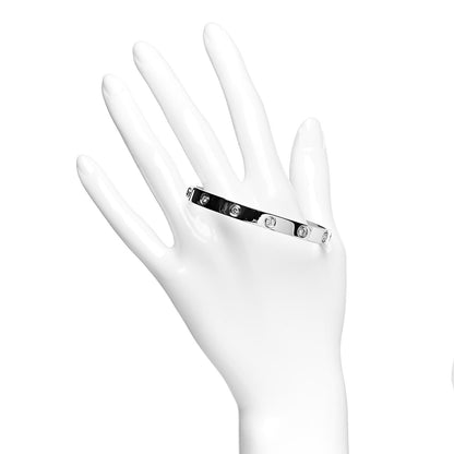 Cartier 18K White Gold 10 Diamond LOVE Bracelet 17 2 of 6