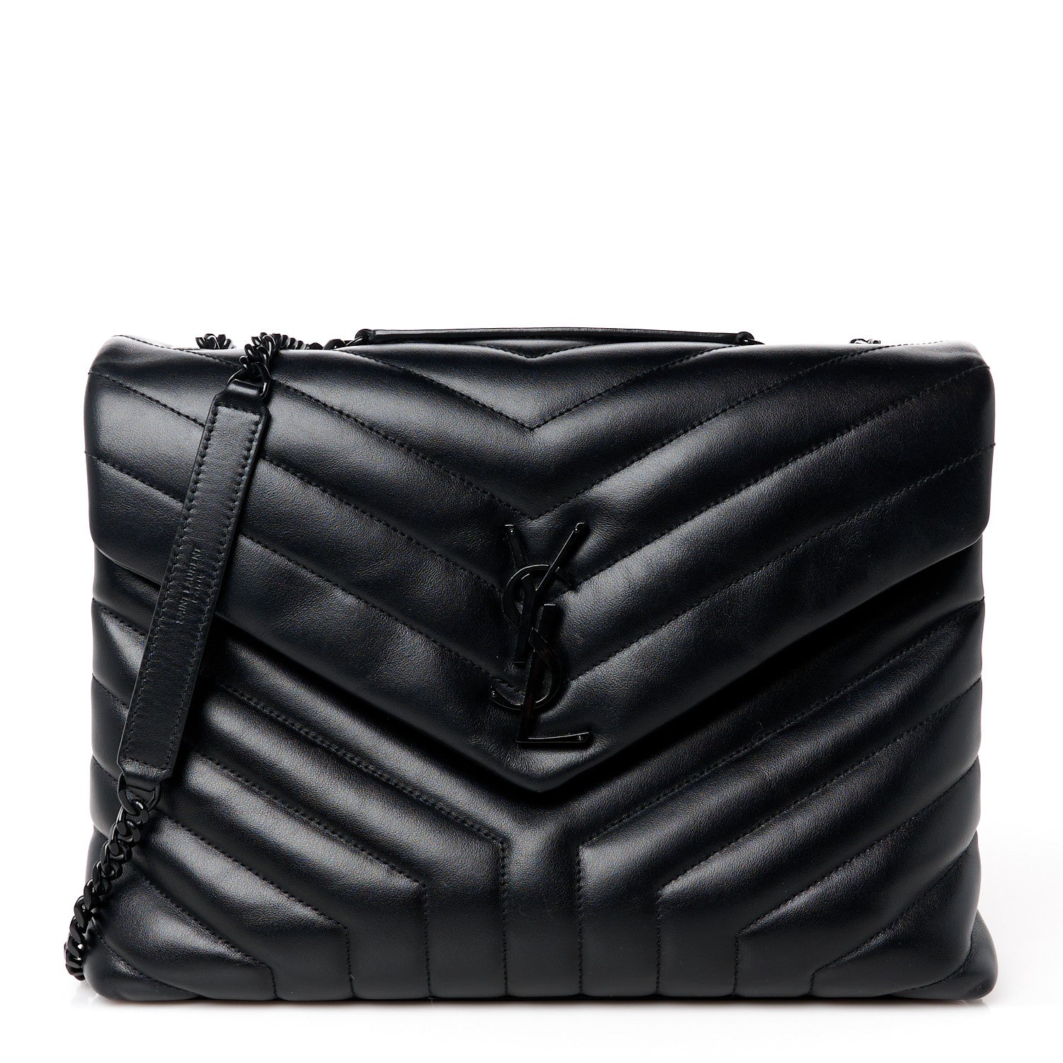 Saint Laurent Calfskin Y Quilted Monogram Monochrome Medium Loulou Chain Satchel Black 1 of 11