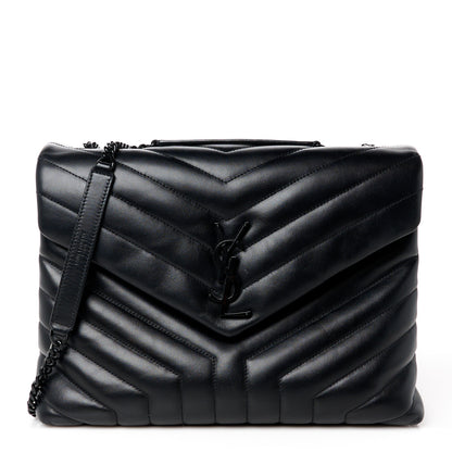 Saint Laurent Calfskin Y Quilted Monogram Monochrome Medium Loulou Chain Satchel Black 1 of 11