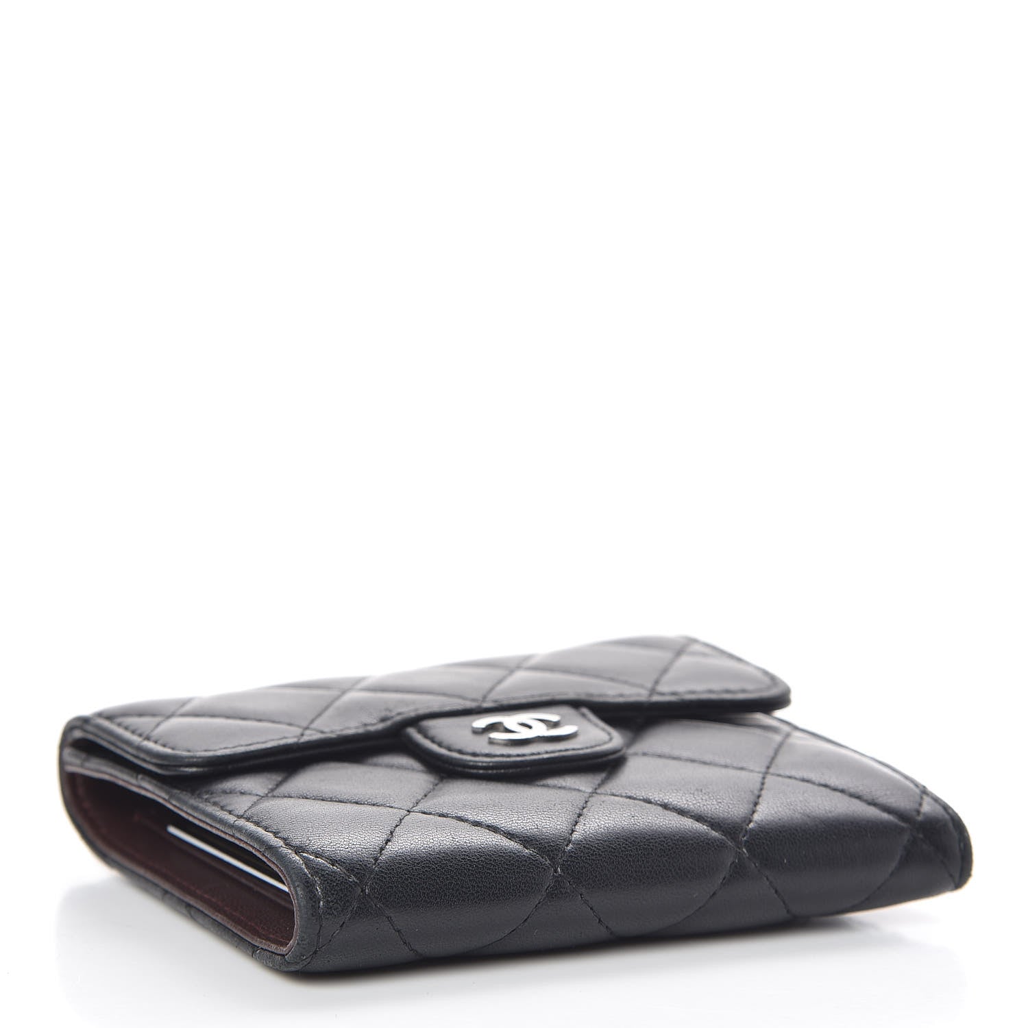 Chanel Lambskin Quilted Small Compact Wallet Black 4 of 8