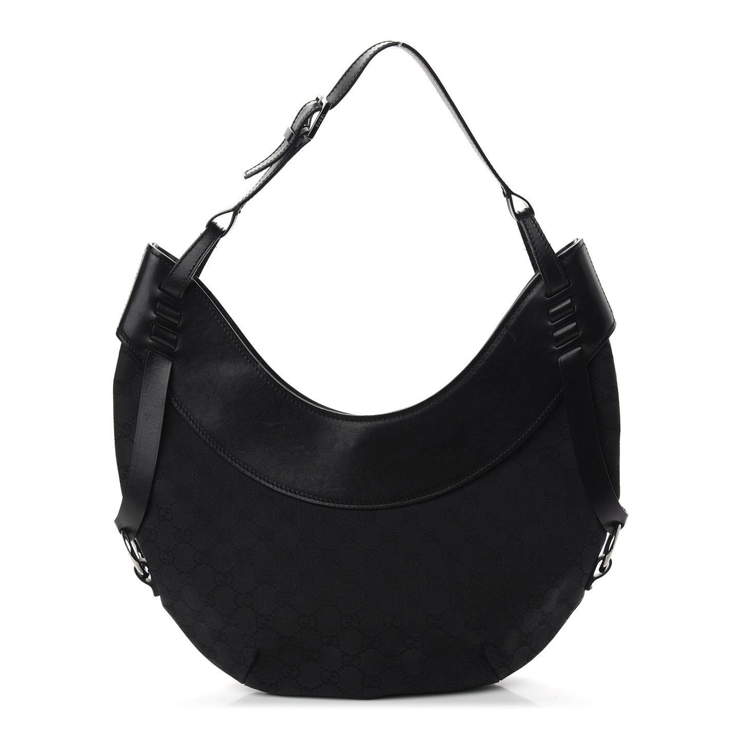 Denim Monogram Half Moon Hobo Black