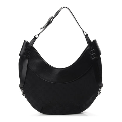 Gucci Denim Monogram Half Moon Hobo Black 1 of 12