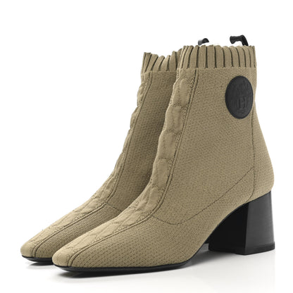 Hermes Knit Calfskin Volver 60 Ankle Boots 37 Vert Sapin 3 of 8