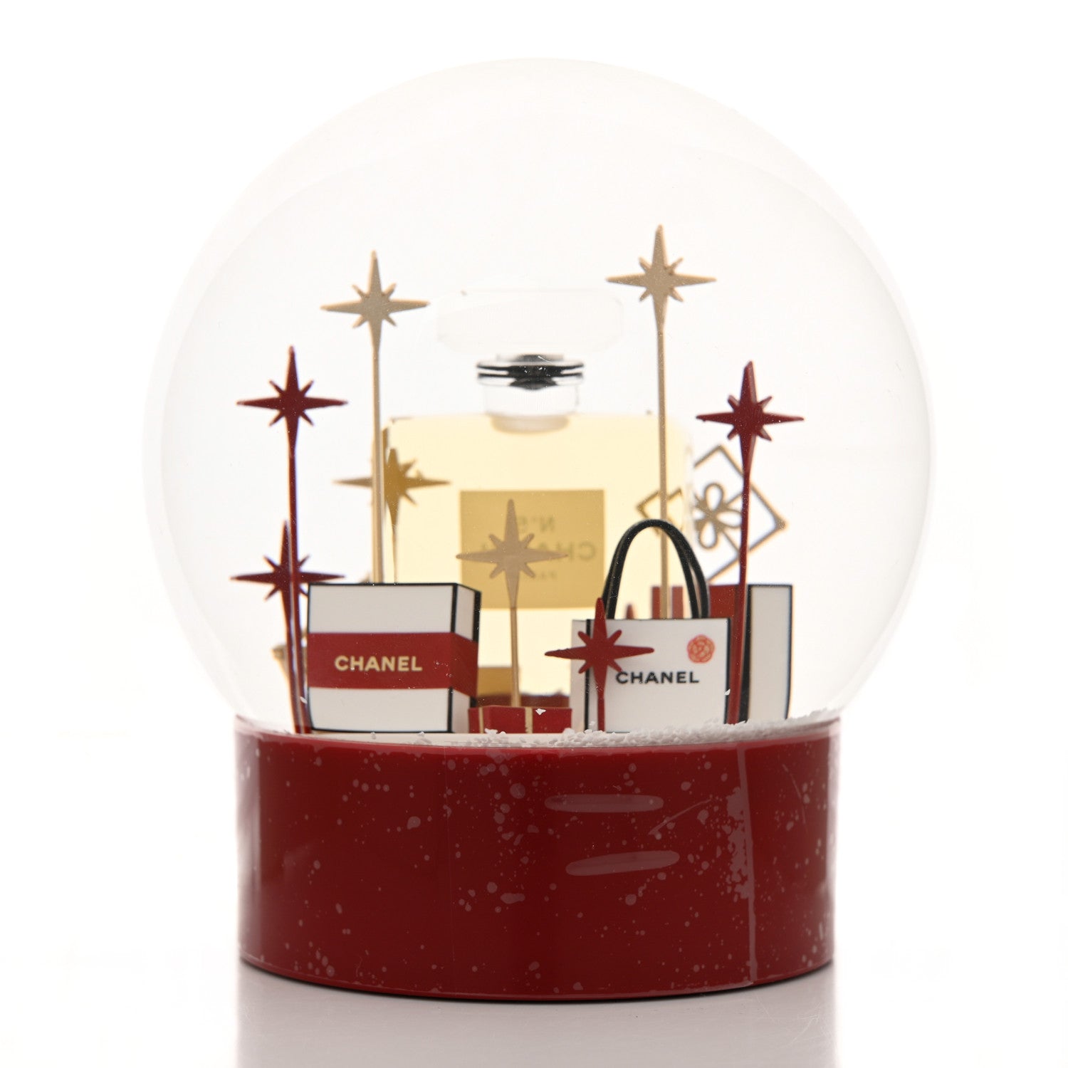 Chanel Glass N°5 Perfume Bottle Snow Globe Red 3 of 8