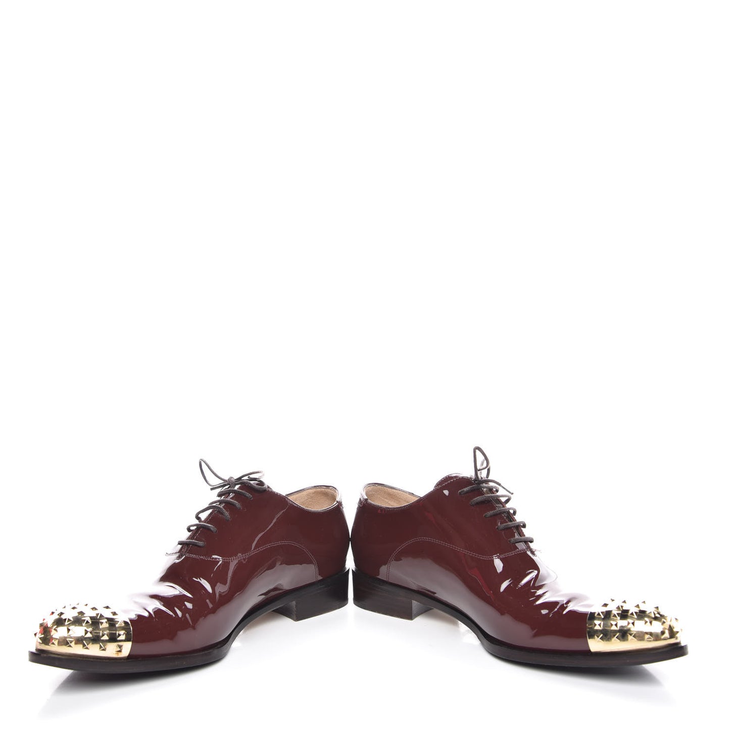 Patent Studded Cap Toe Lace Up Oxfords 36.5 Prune