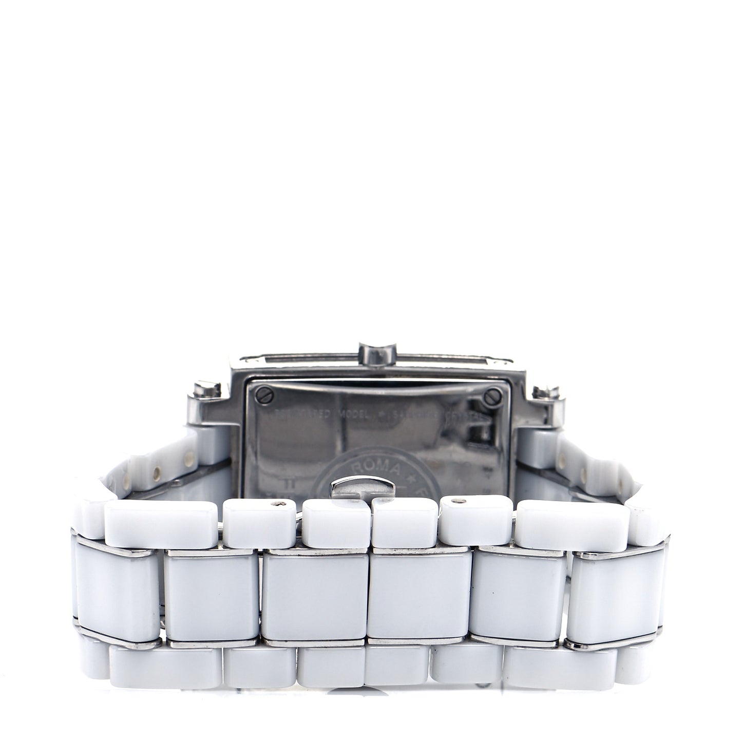 Stainless Steel Ceramic Diamond Dial 30mm Quadro Quartz Watch White