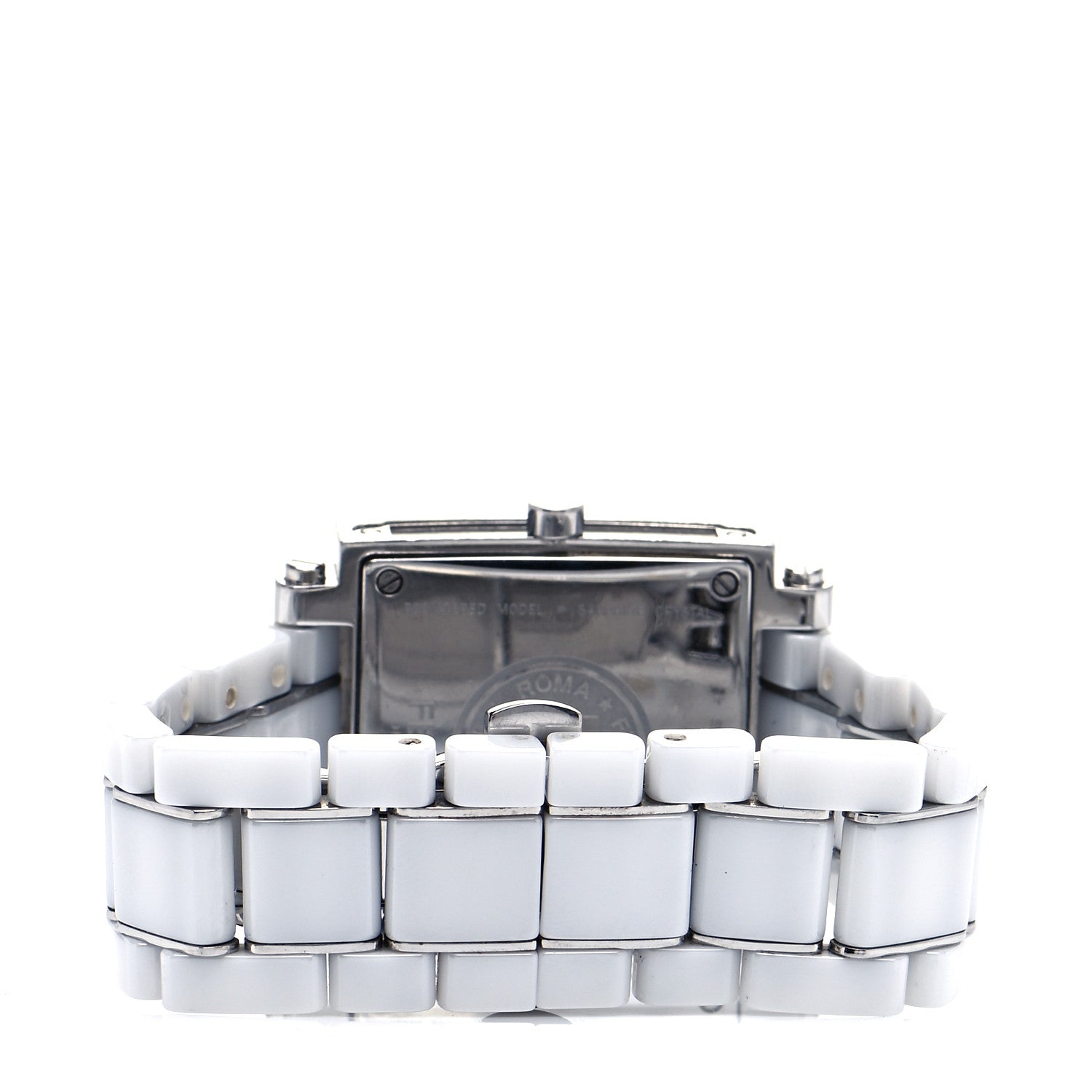 Fendi Stainless Steel Ceramic Diamond Dial 30mm Quadro Quartz Watch White 3 of 6