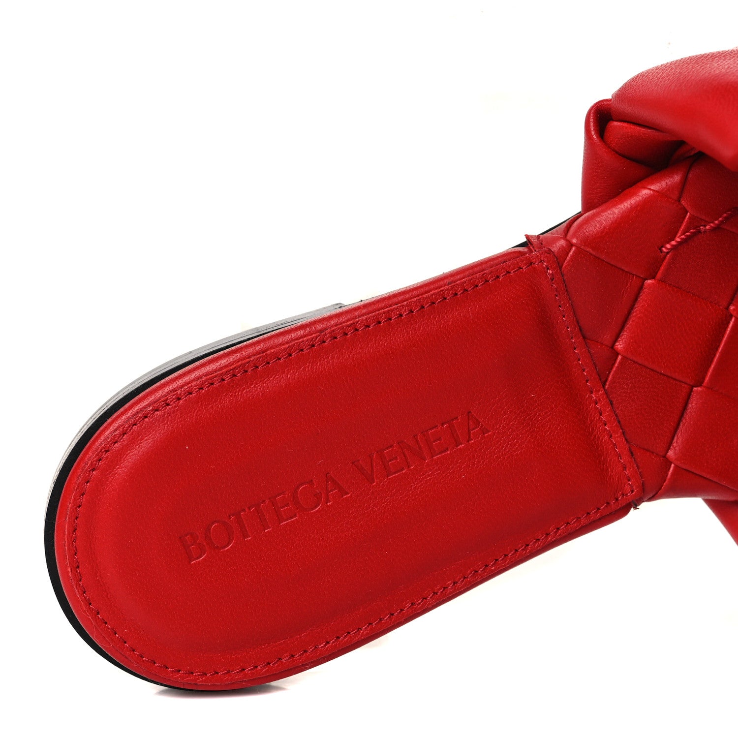 Bottega Veneta Nappa Maxi Intrecciato Lido Flat Sandals 37.5 Bright Red 7 of 8