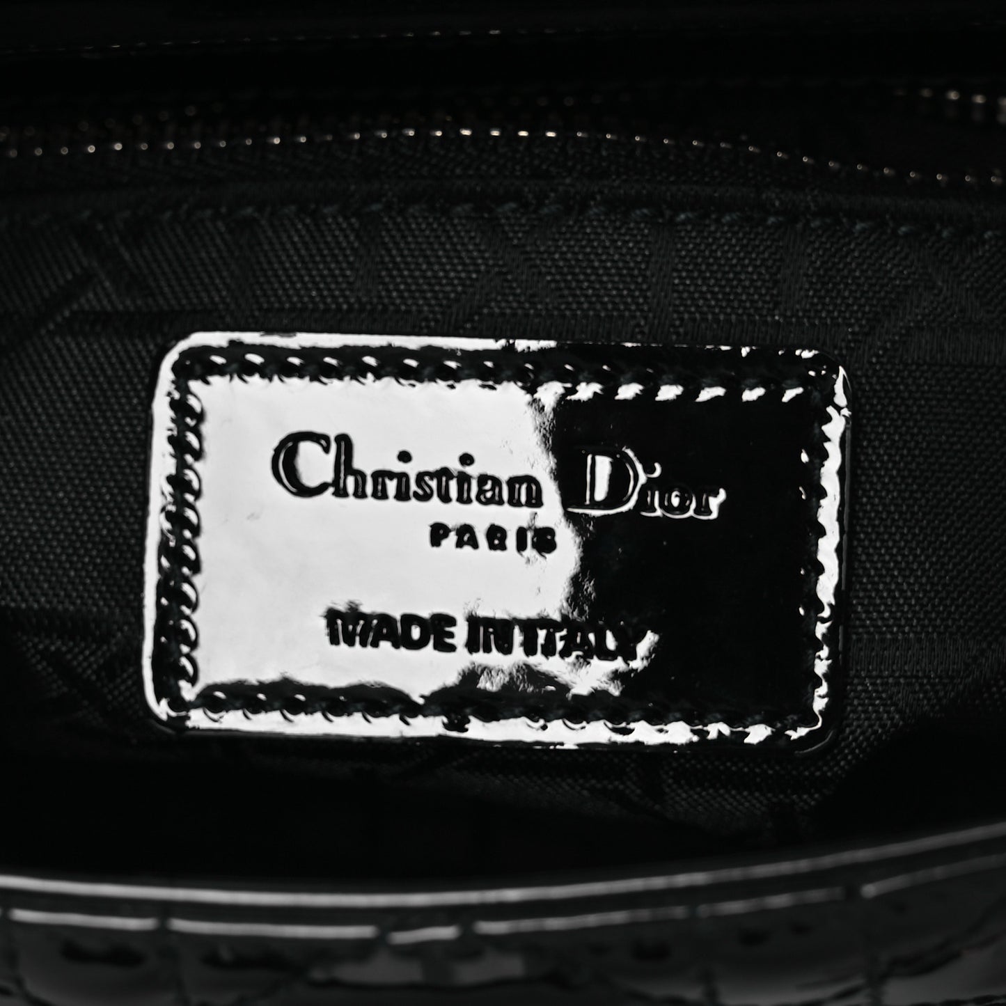 Patent Cannage Mini Lady Dior Black