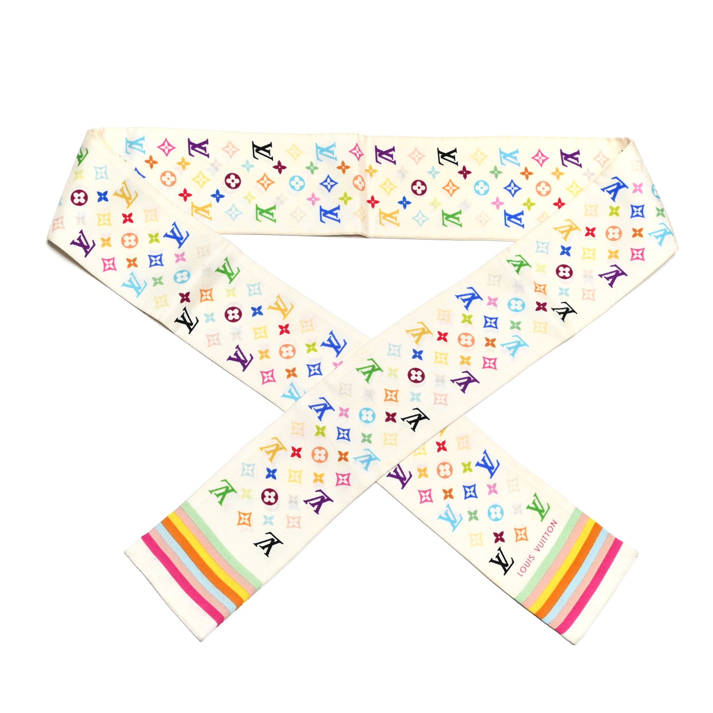 Silk Monogram Multicolor Bandeau White