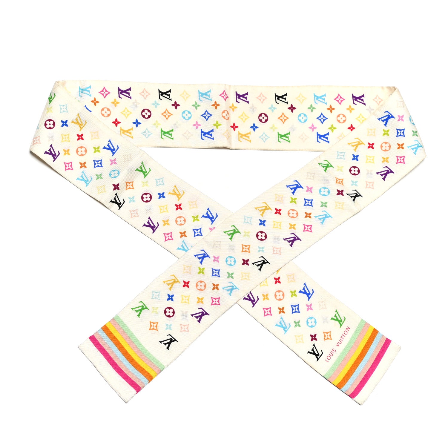 Louis Vuitton Silk Monogram Multicolor Bandeau White 1 of 3