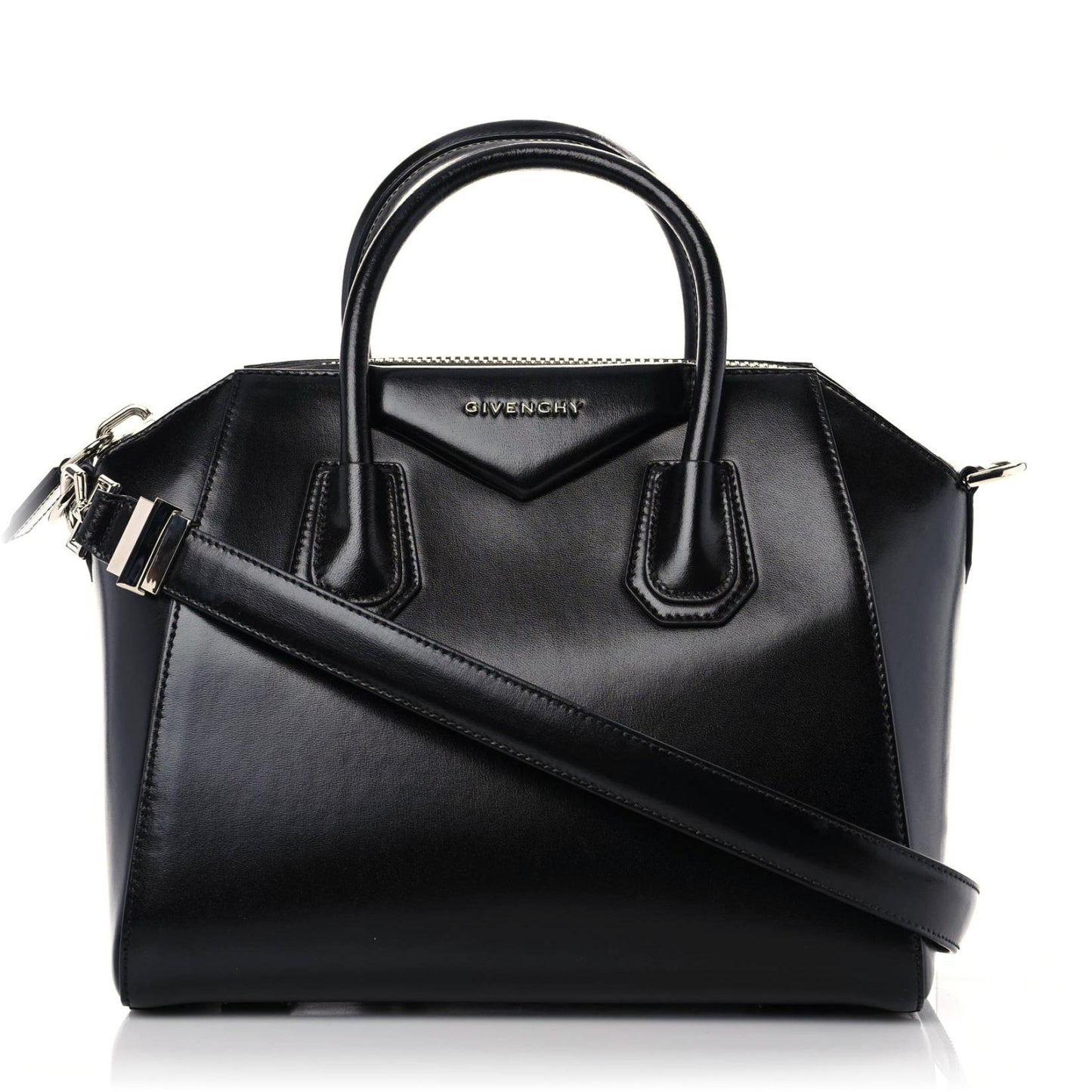 Shiny Lord Calfskin Small Antigona Black