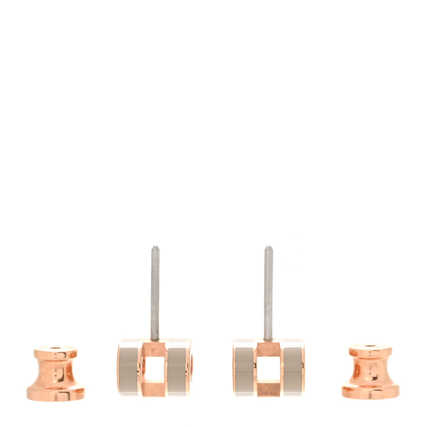 Rose Gold Lacquered Mini Pop H Earrings Marron Glace