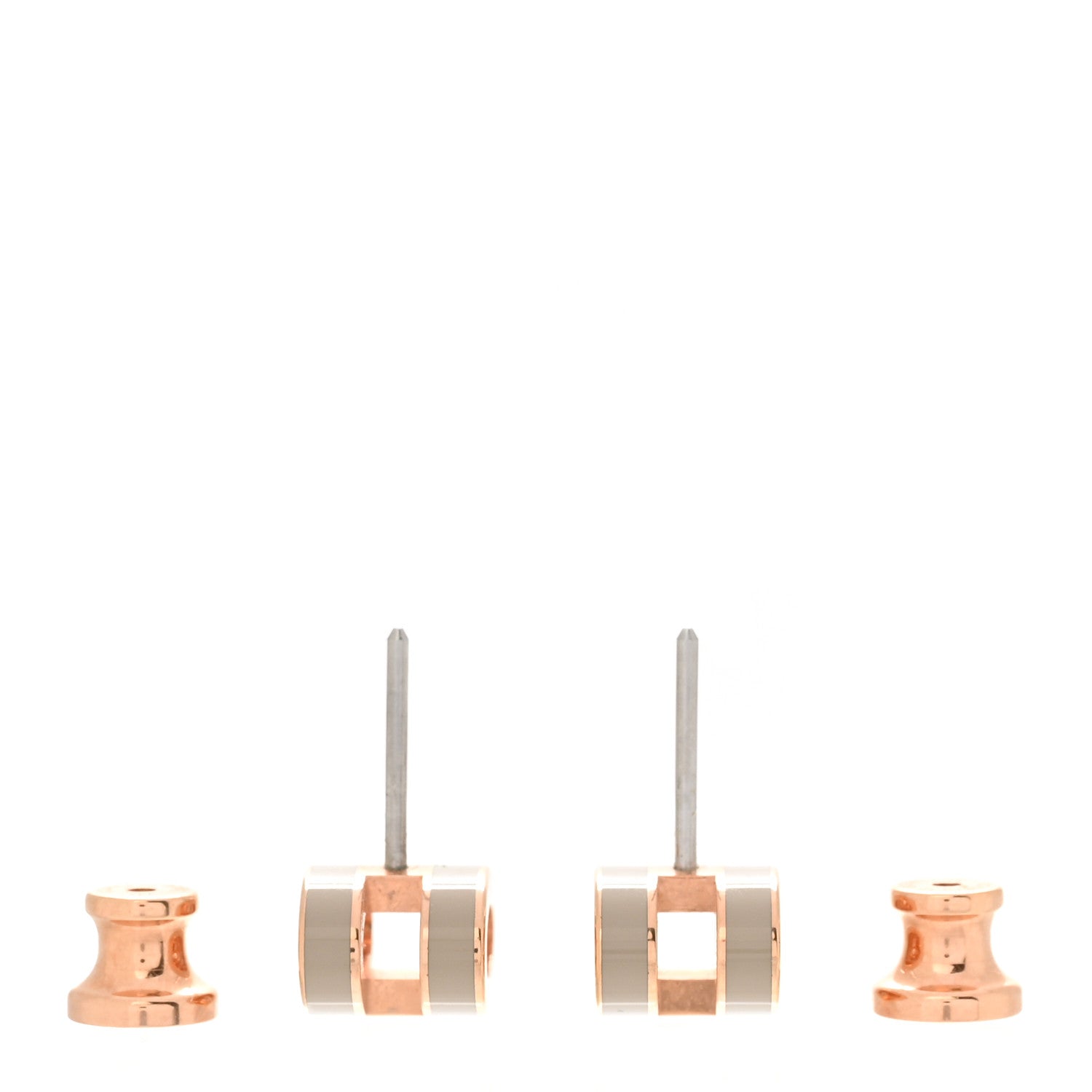 Hermes Rose Gold Lacquered Mini Pop H Earrings Marron Glace 3 of 8