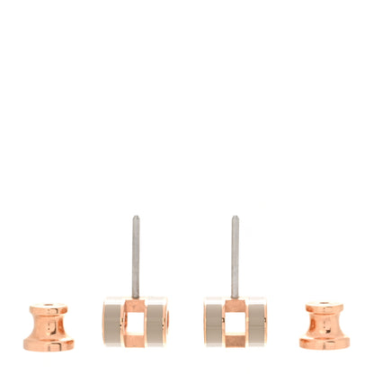Hermes Rose Gold Lacquered Mini Pop H Earrings Marron Glace 3 of 8