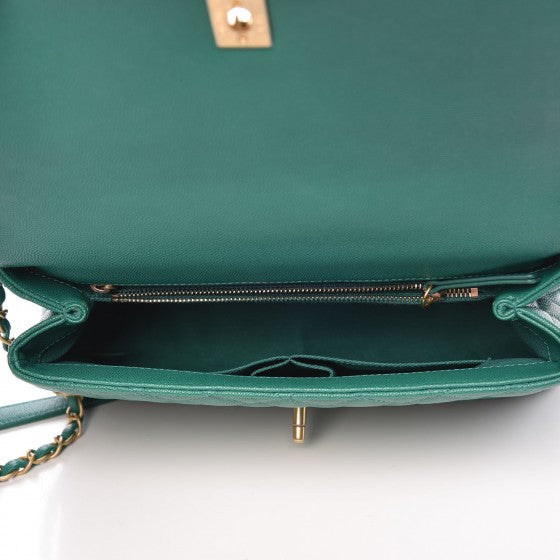Caviar Quilted Small Coco Handle Flap Green