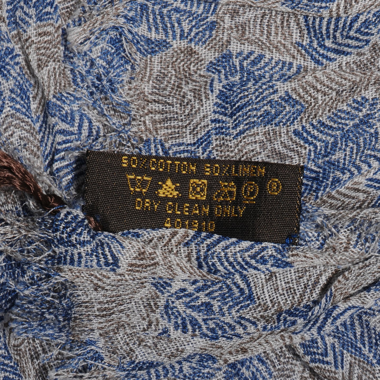 Cotton Linen Etole Damier Palm Stole Blue