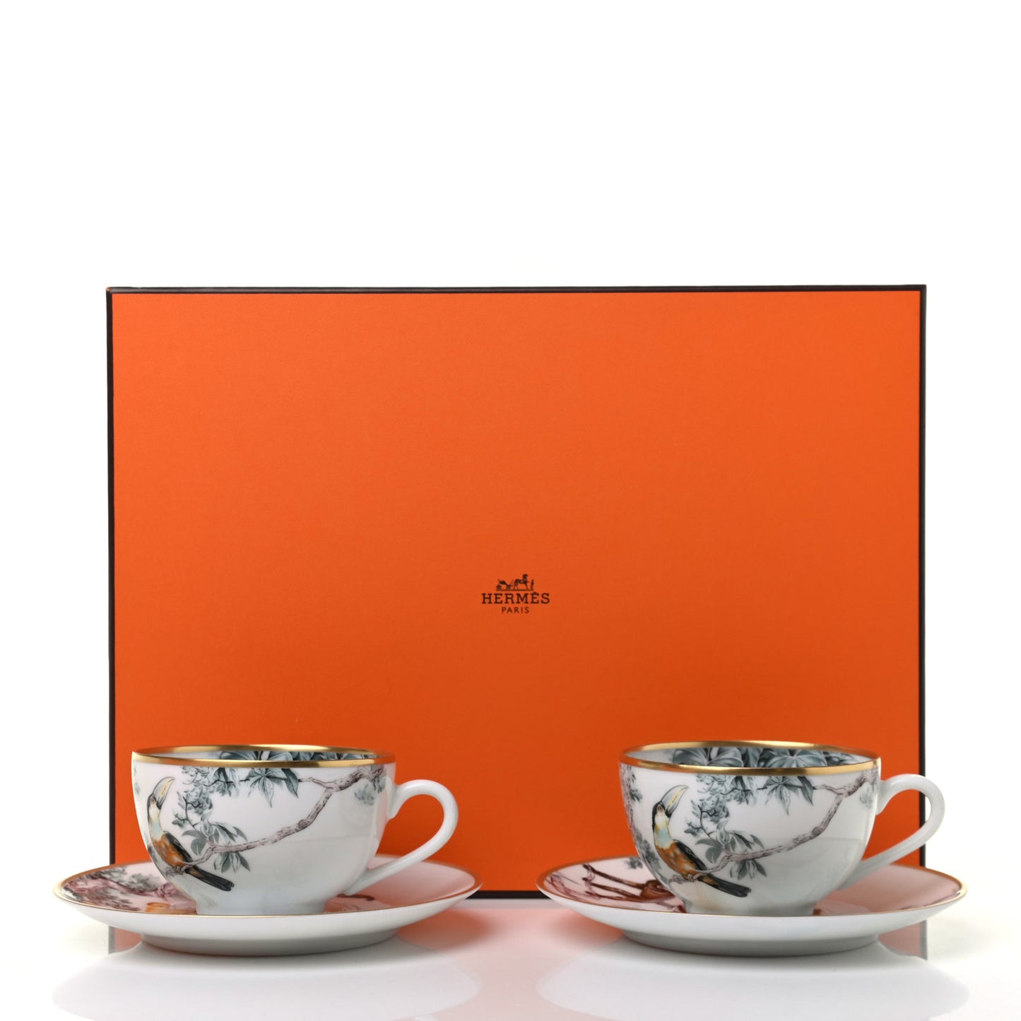 Porcelain Carnets d'Equateur Tea Cup and Saucer Set of 2
