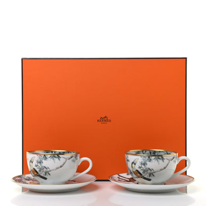 Hermes Porcelain Carnets d'Equateur Tea Cup and Saucer Set of 2 12 of 12