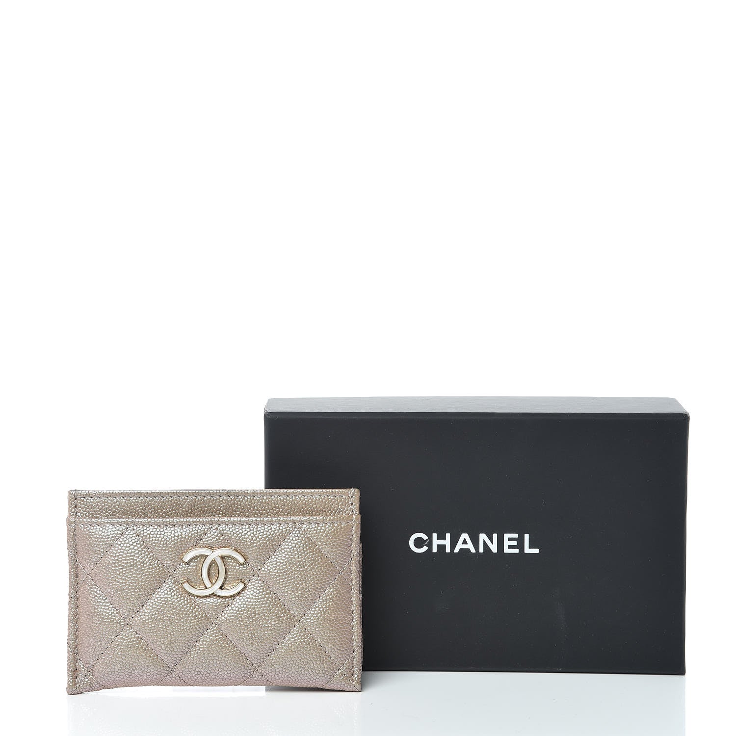 Chanel Iridescent Caviar Quilted Card Holder Beige 9 of 9
