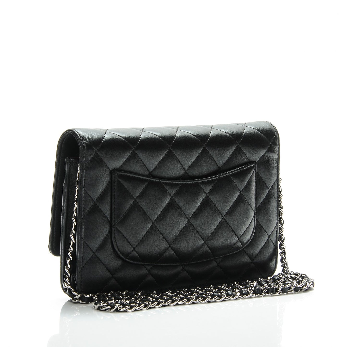 Lambskin Quilted Wallet On Chain WOC Black