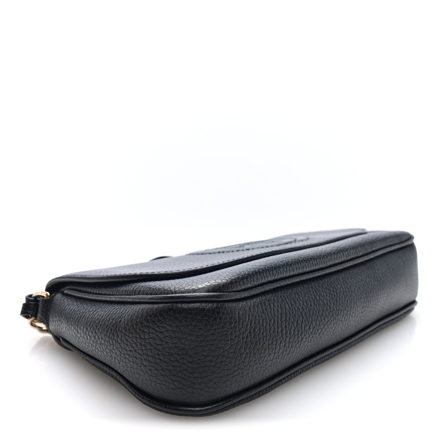 Pebbled Calfskin Medium Soho Flap Crossbody Black Black