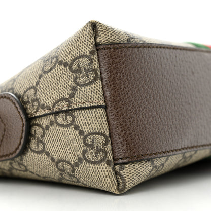 Gucci GG Supreme Monogram Textured Dollar Calfskin Web Small Ophidia Dome Shoulder Bag Beige Ebony New Acero 9 of 13