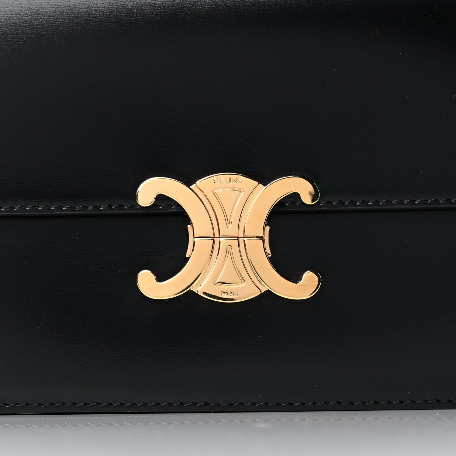 Celine Shiny Calfskin Medium Triomphe Black 10 of 15