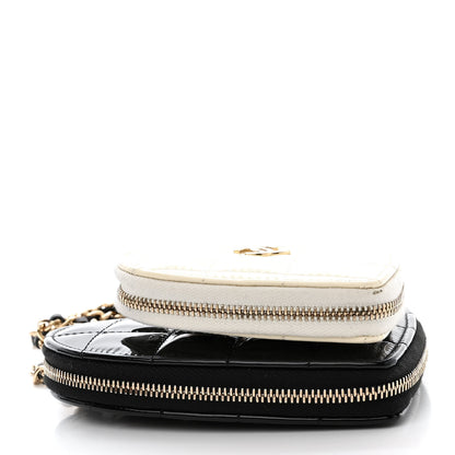 Chanel Patent Calfskin Resin Quilted CC Heart Clutch With Chain Black 5 of 12