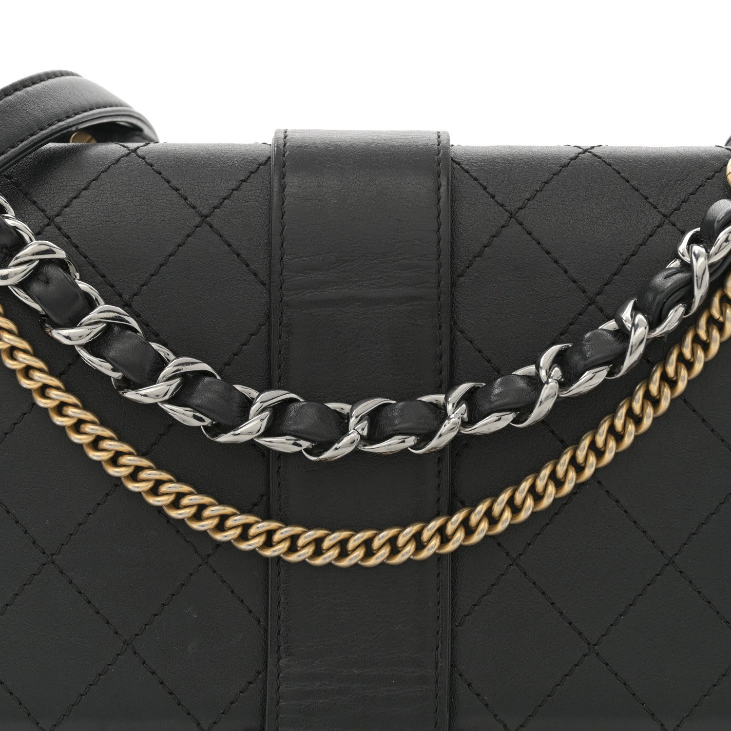 Chanel Calfskin Stitched Multi Chain Flap Bag Black 8 of 12
