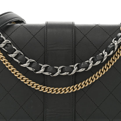Chanel Calfskin Stitched Multi Chain Flap Bag Black 8 of 12