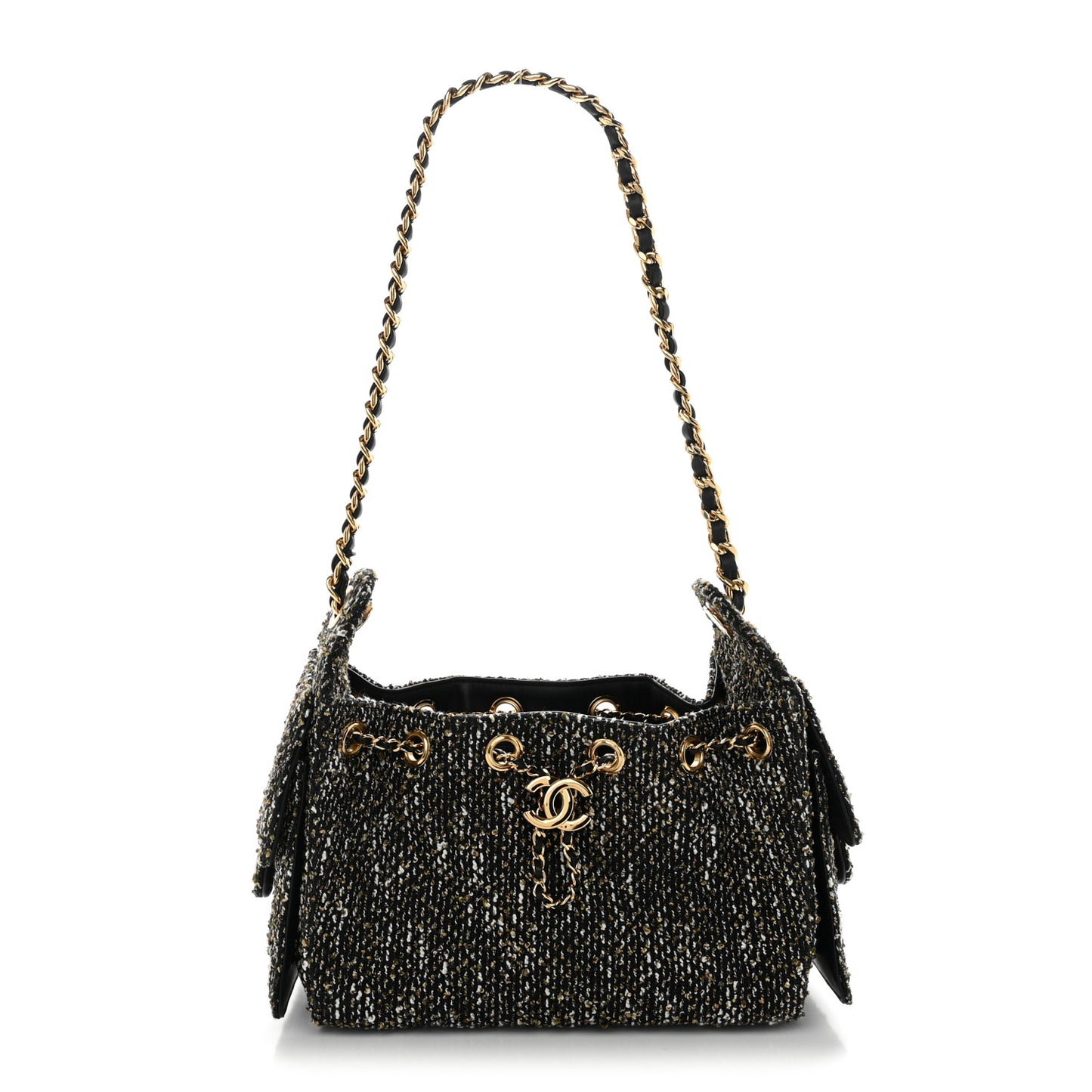 Tweed Quilted Mini Chanel 25 Handbag Black Ivory