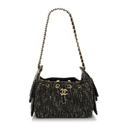Chanel Tweed Quilted Mini Chanel 25 Handbag Black Ivory 1 of 11