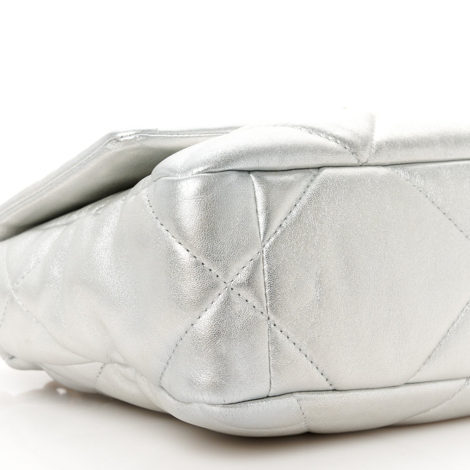 Chanel Metallic Lambskin Quilted Medium Chanel 19 Flap Silver 10 of 11