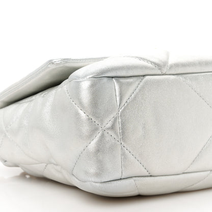 Chanel Metallic Lambskin Quilted Medium Chanel 19 Flap Silver 10 of 11