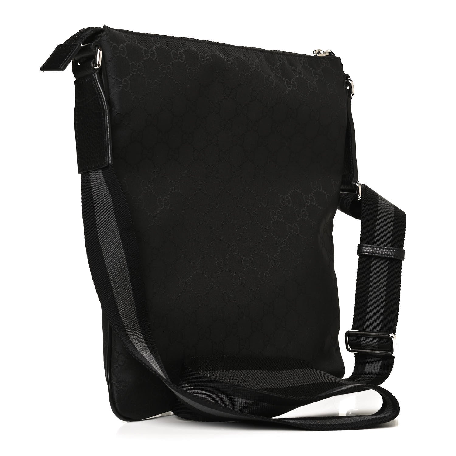 Gucci Nylon Monogram Medium Flat Messenger Bag Black 3 of 11