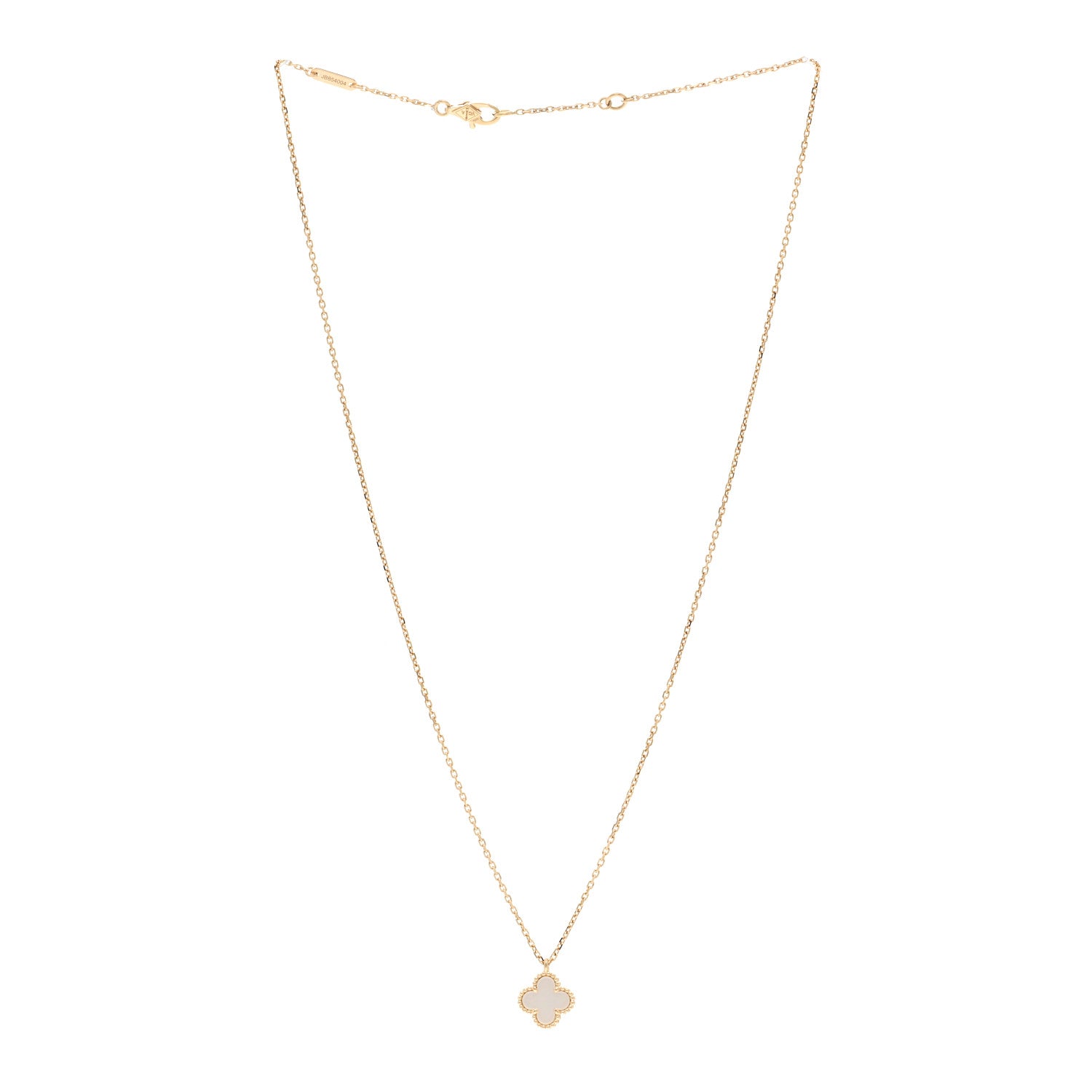 Van Cleef & Arpels 18K Yellow Gold Mother of Pearl Sweet Alhambra Pendant Necklace 3 of 5