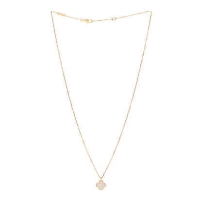 Van Cleef & Arpels 18K Yellow Gold Mother of Pearl Sweet Alhambra Pendant Necklace 3 of 5